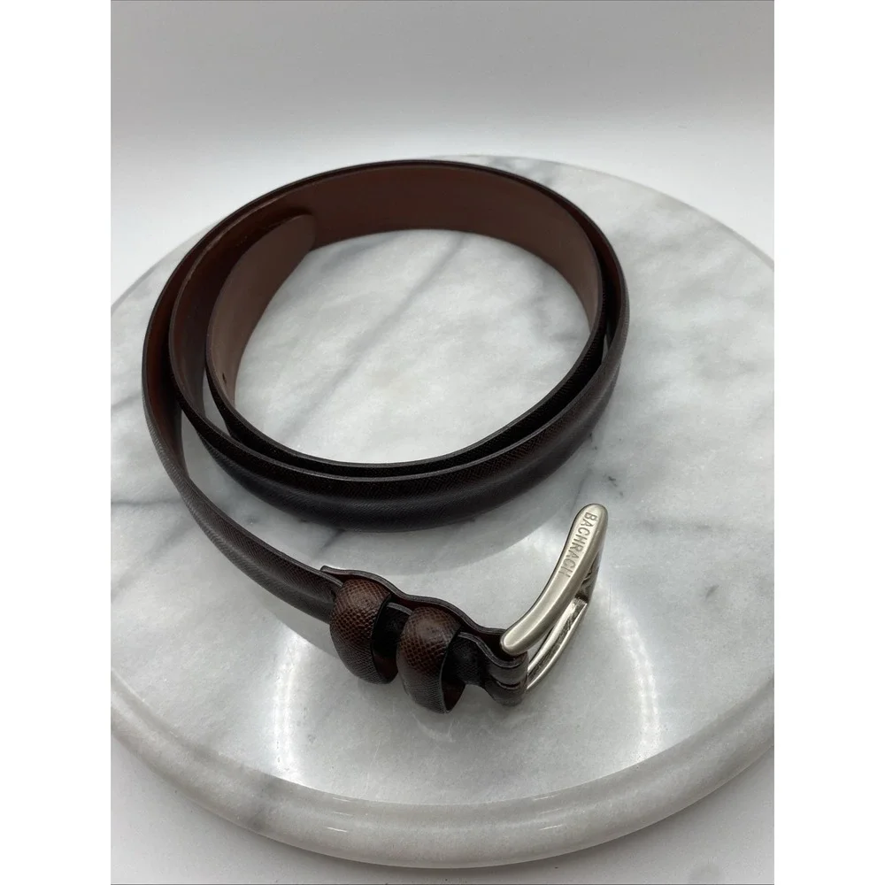 Bachrach‎ Italian Leather Dark Brown Belt - Solid Buckle - Men's 42
